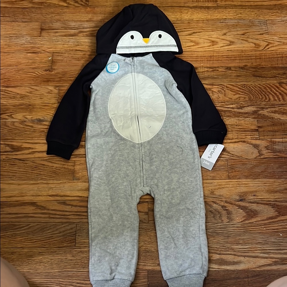 Carter's Black and Gray Penguin Footie One Piece